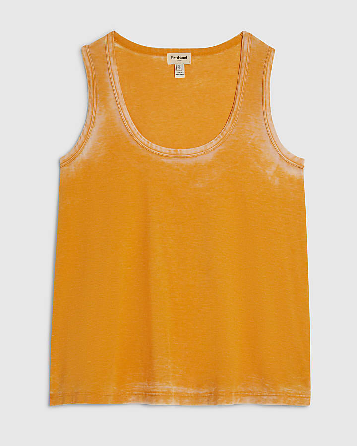 Orange Burnout Tank Top