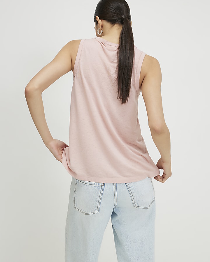 Pink Burnout Tank Top