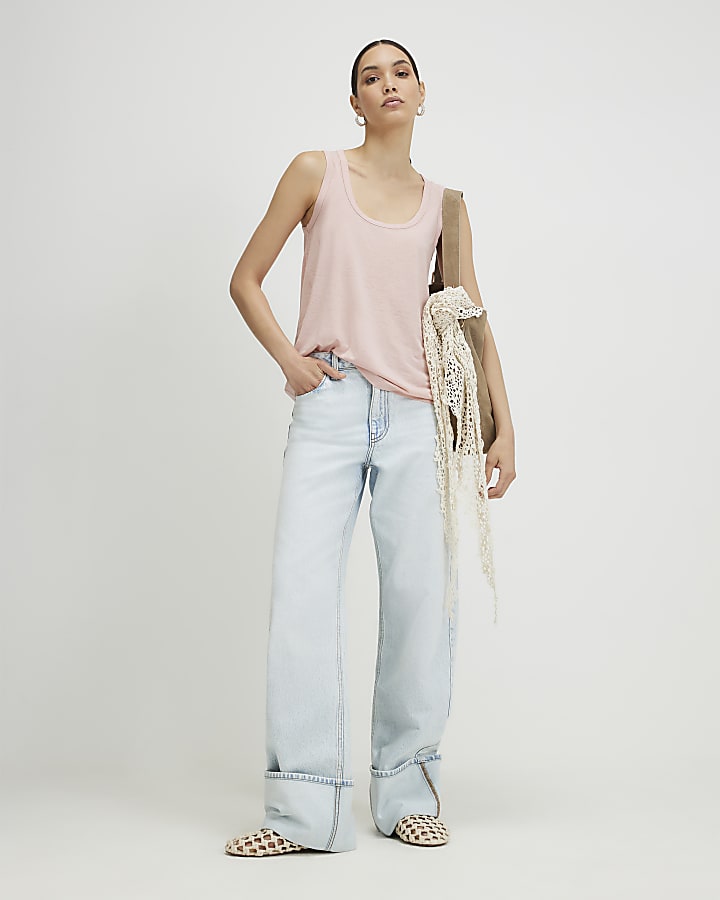 Pink Burnout Tank Top