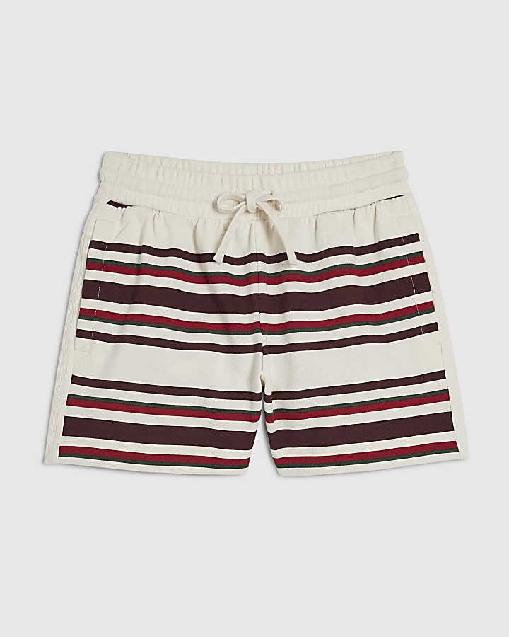 Cream Cotton Stripe Shorts
