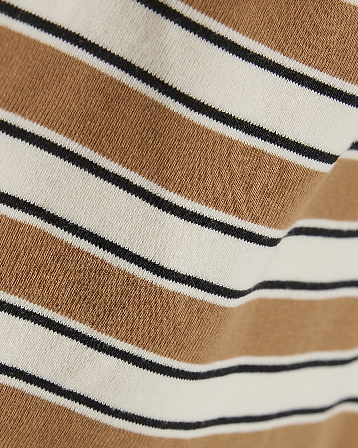 Brown Stripe Halter Neck Tank Top
