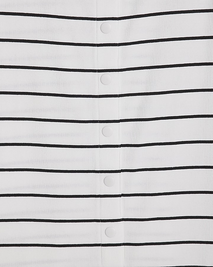 Black Sleeveless Striped Popper Mini Dress