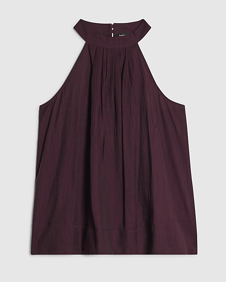 Purple Textured Halter Neck Top
