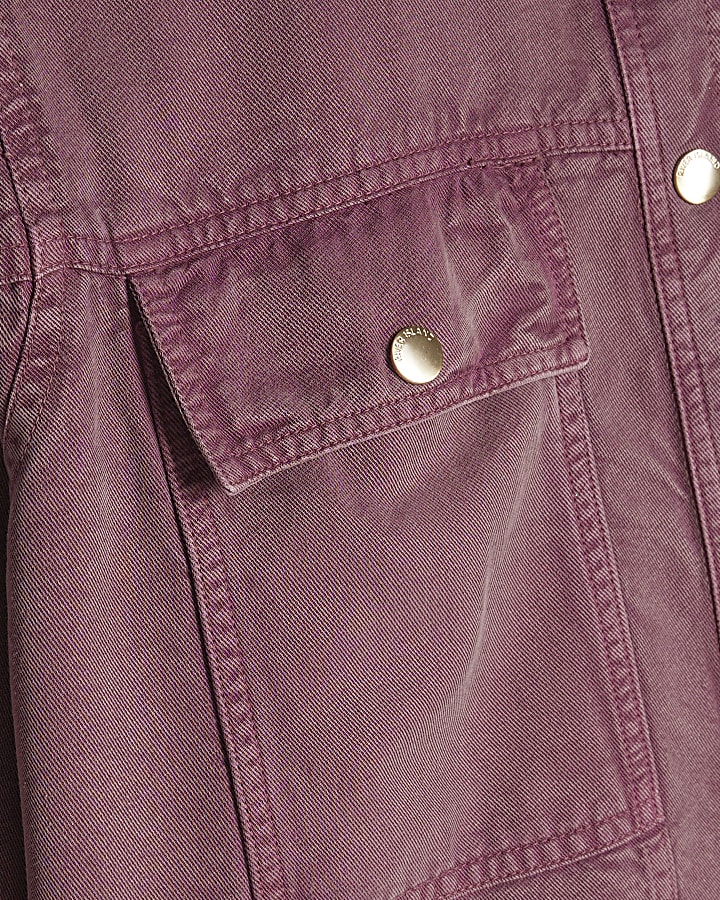 Pink Cropped Harrington Shirt
