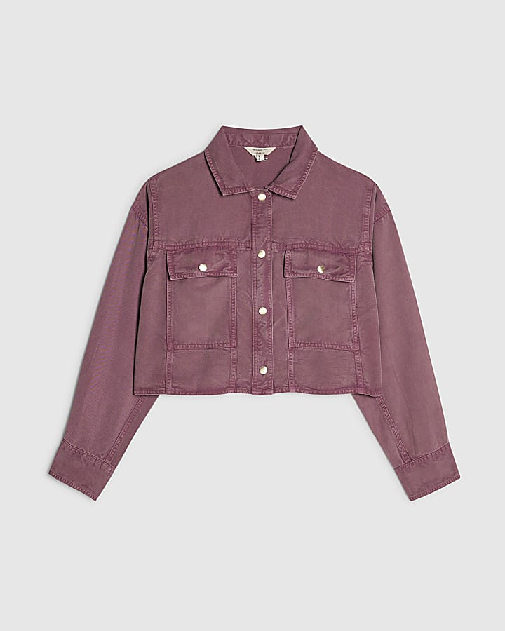 Pink Cropped Harrington Shirt