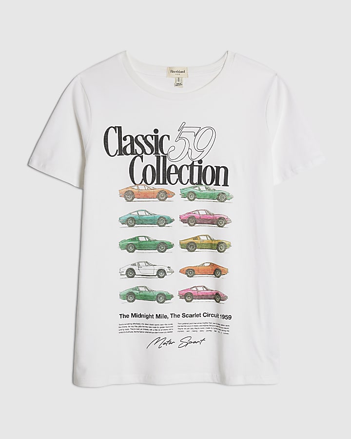 White Short Sleeve Classic Car T-shirt