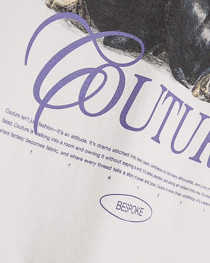 White Short Sleeve Dog Graphic T-Shirt