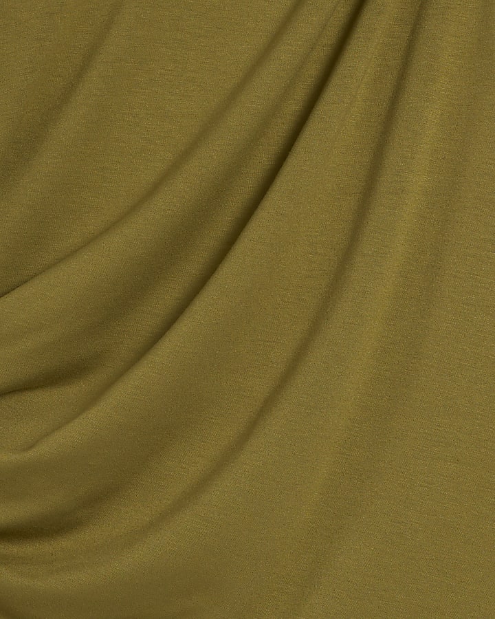 Green Short Sleeve Drape Tunic Top