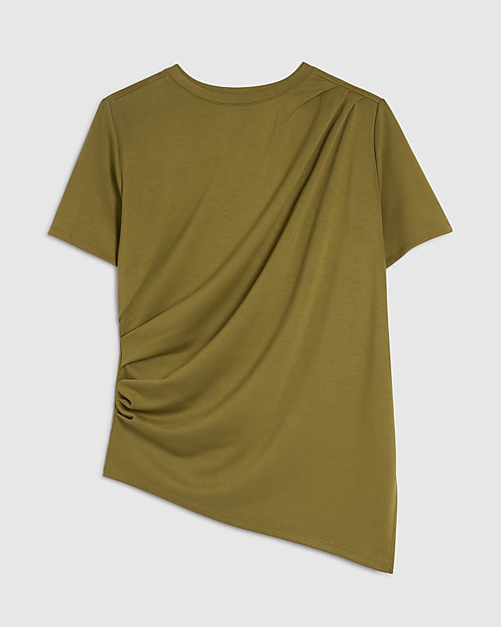 Green Short Sleeve Drape Tunic Top