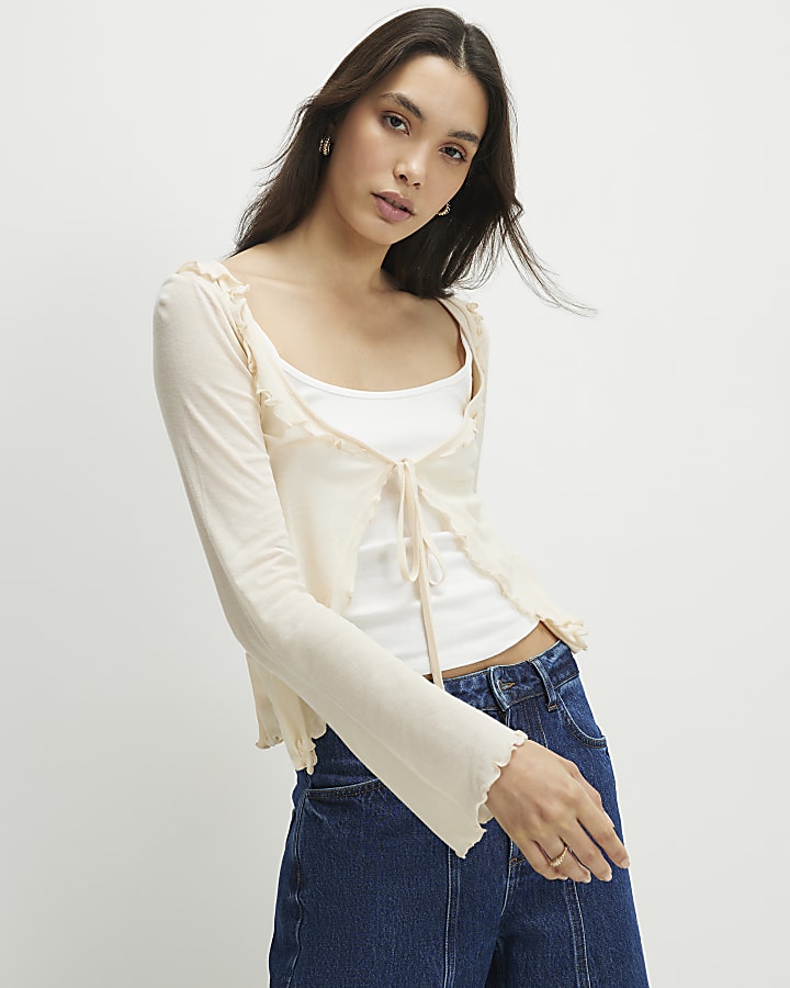 Cream Long Sleeve 2 in 1 Layered Top