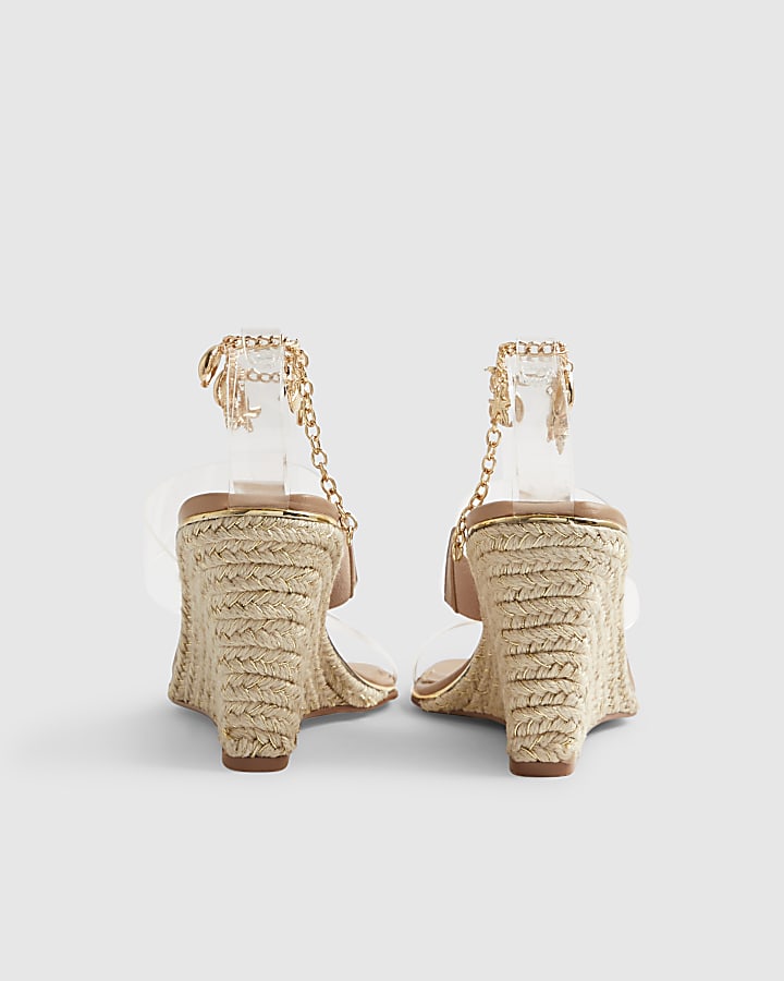 Beige Anklet Perspex Wedges