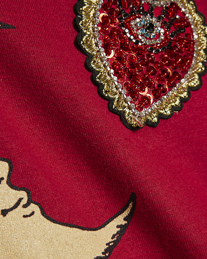 Red Short Sleeve Paris Graphic Print T-shirt