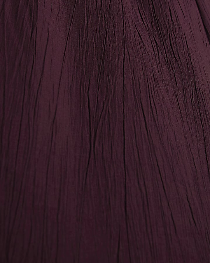 Purple Textured Wide Leg Trousers