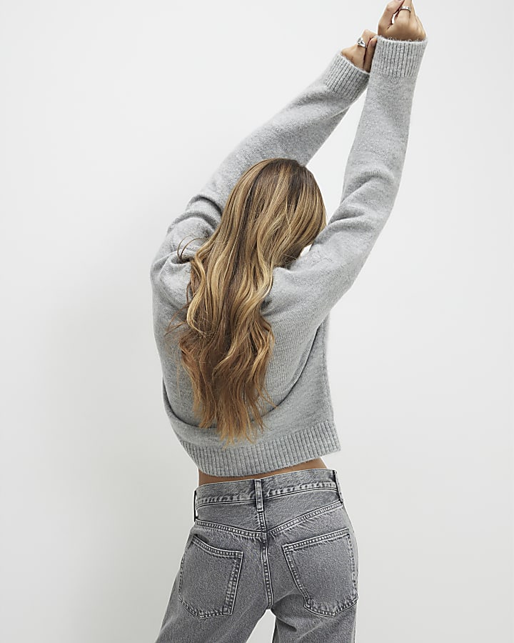 Grey Flamingo Crew Neck Jumper