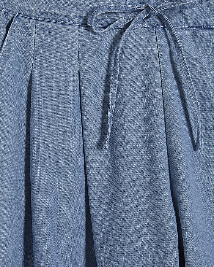 Blue Denim Look Drawstring Waist Cami Top