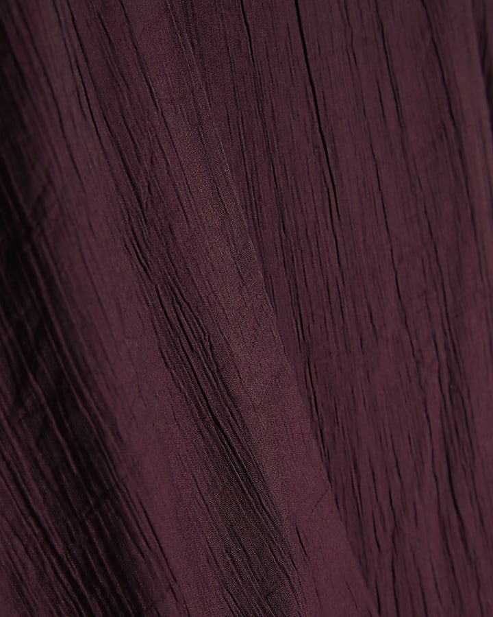 Purple Textured Tuck Hem Top