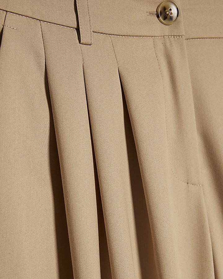 Beige Barrel Leg Trousers