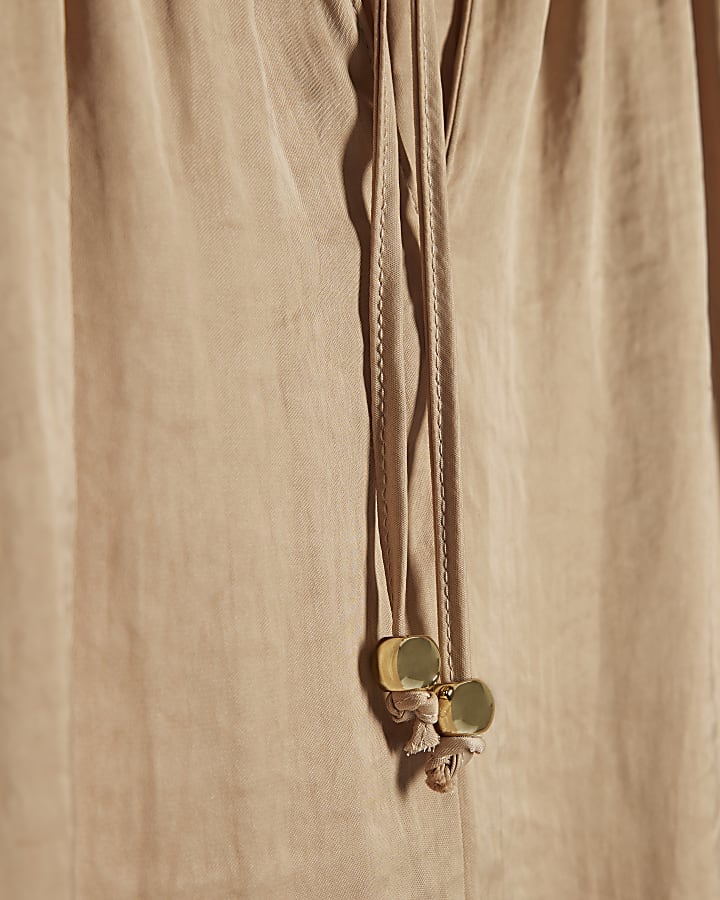 Beige Notch Neck Blouse