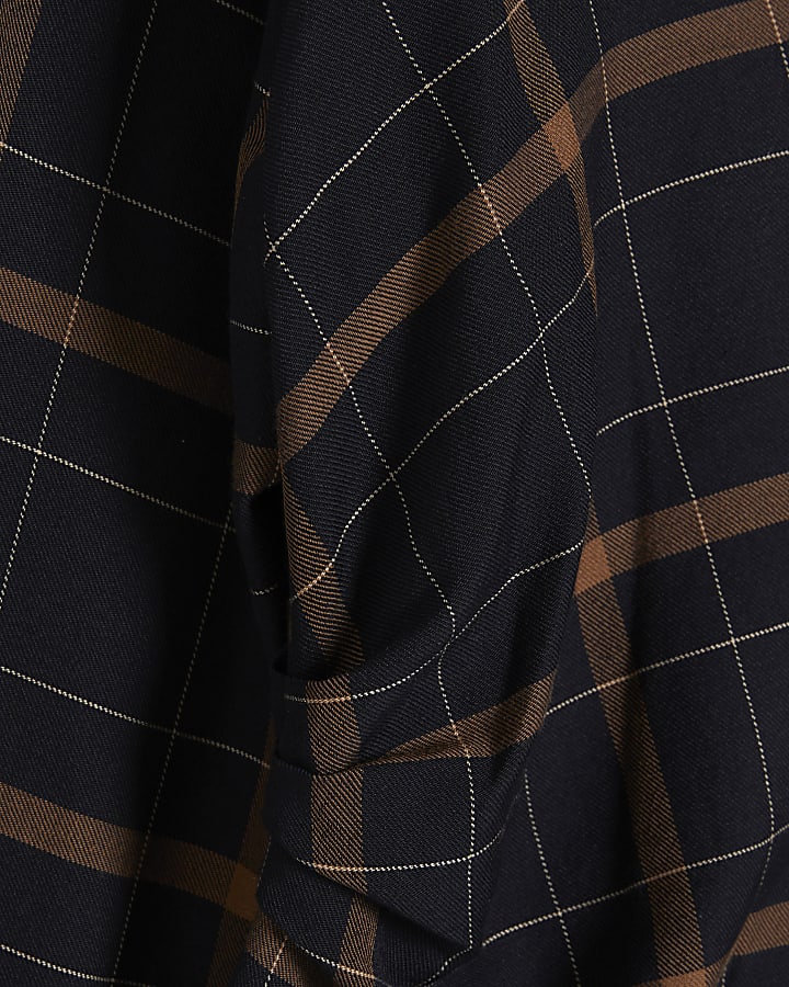 Black Check Shoulder Pad Shirt