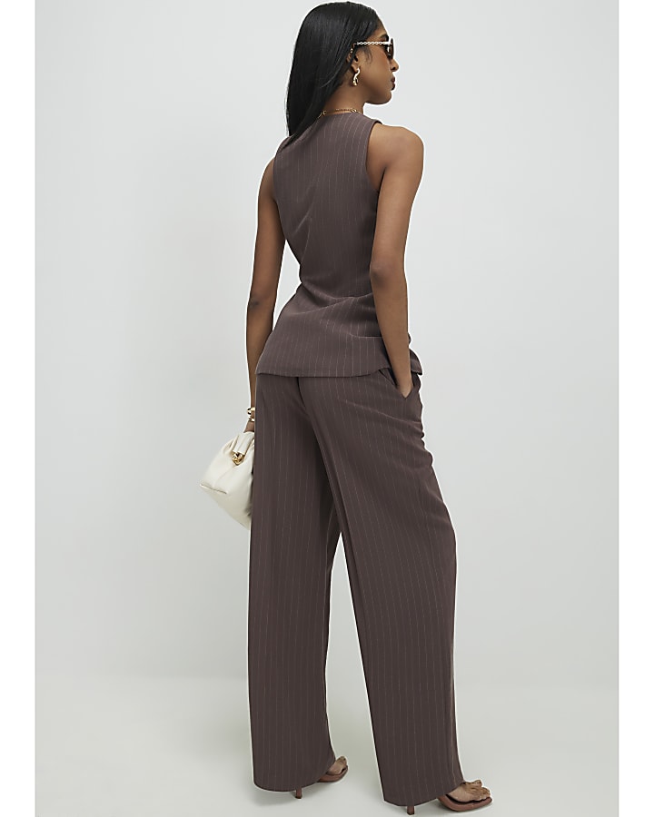 Brown Stripe Soft Tailored Trousers