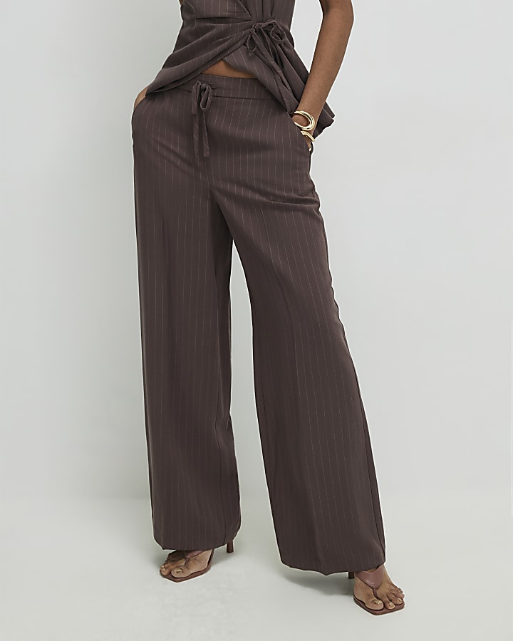 Brown Stripe Soft Tailored Trousers