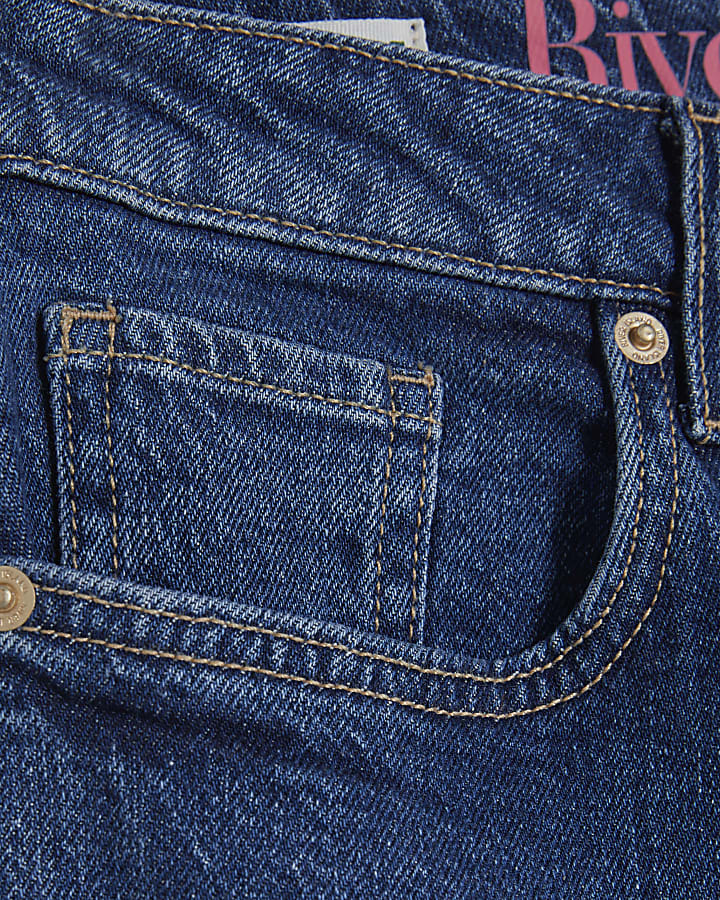 Blue Cropped Kick Flare Jeans