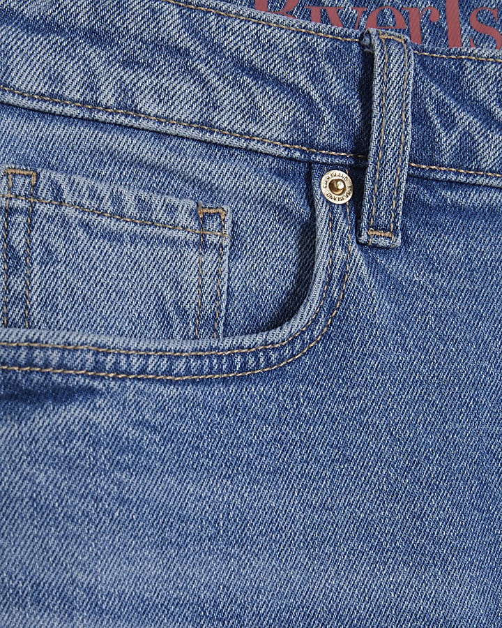 Blue Cropped Kick Flare Jeans