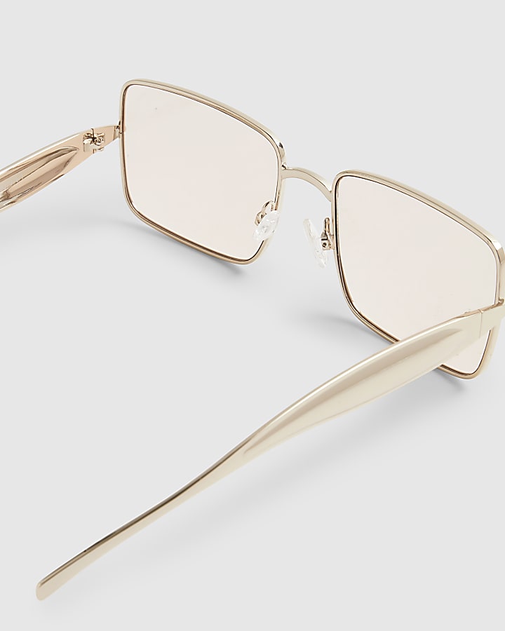Gold Square Metal Sunglasses