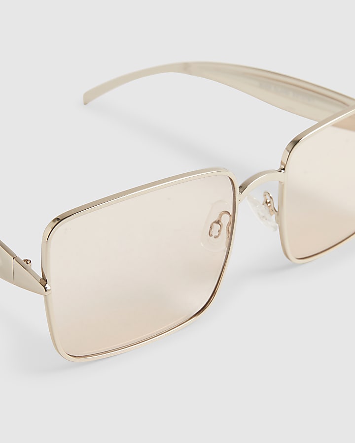 Gold Square Metal Sunglasses
