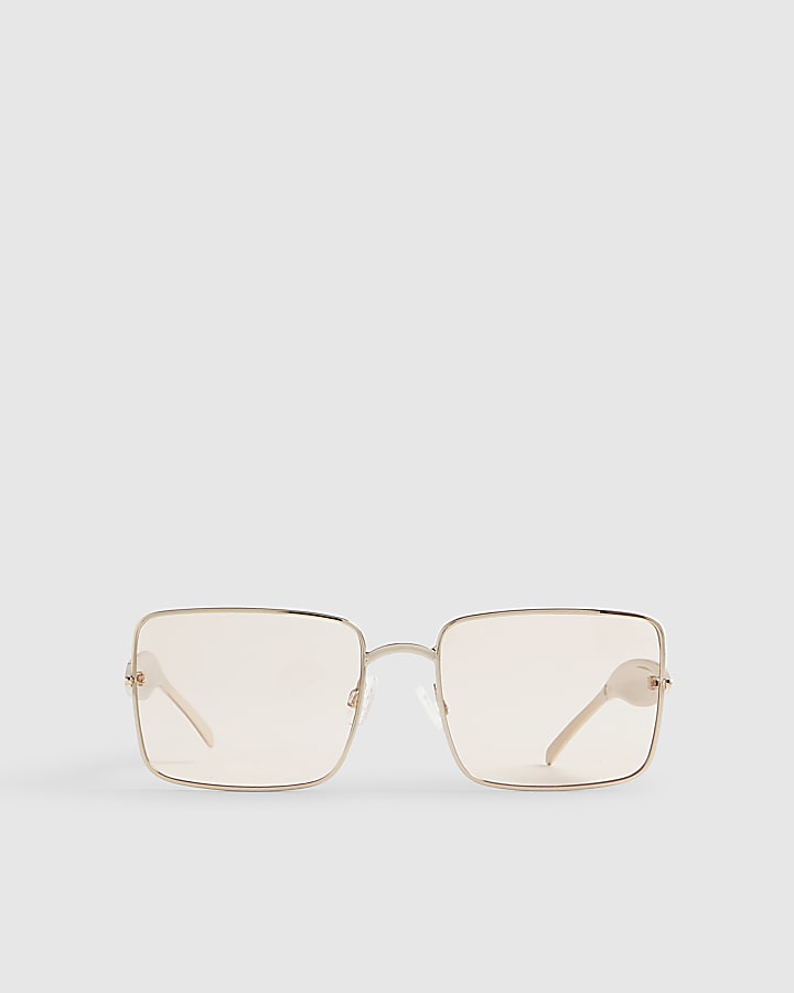 Gold Square Metal Sunglasses