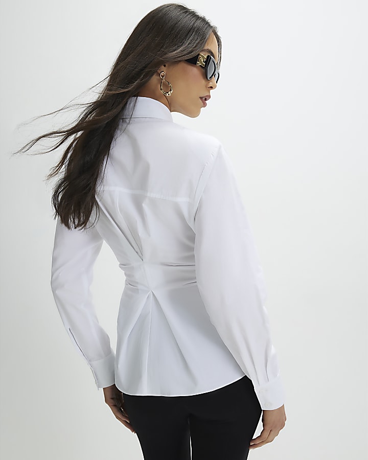 White Shoulder Pad Shirt