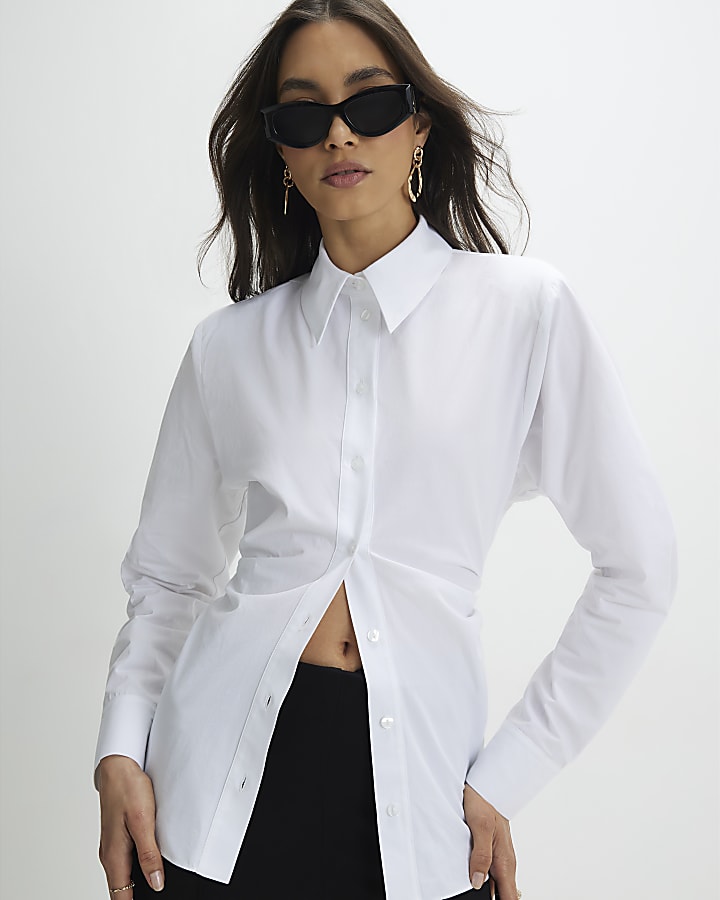 White Shoulder Pad Shirt