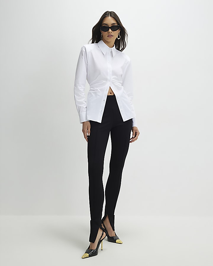 White Shoulder Pad Shirt
