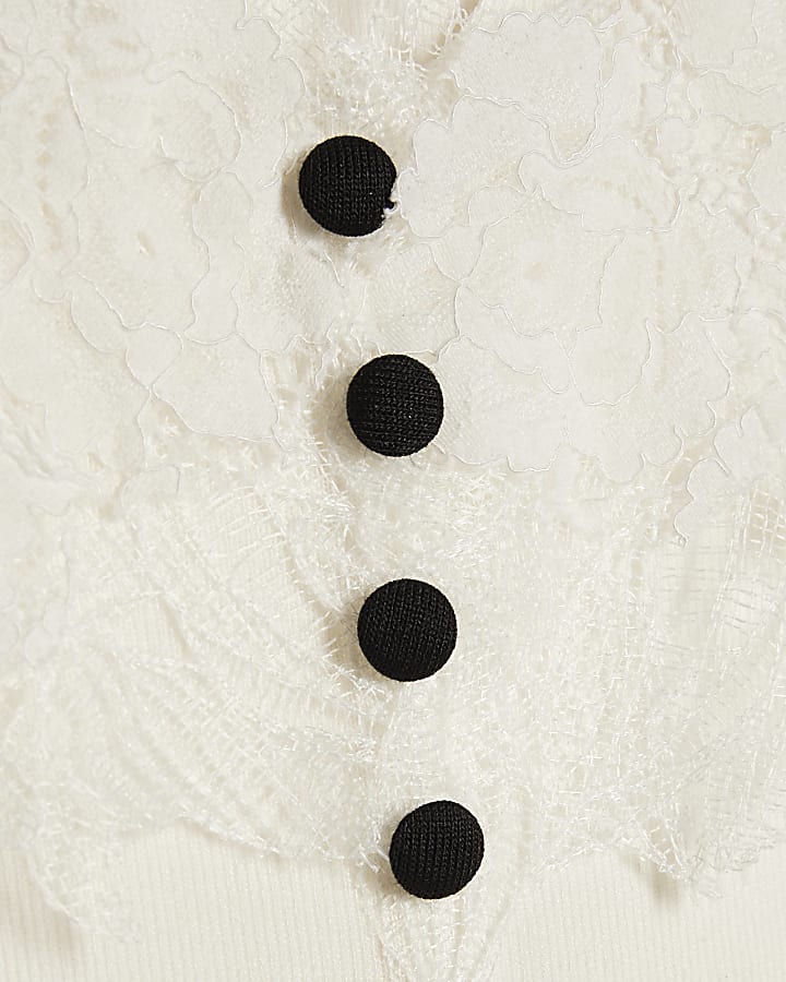 White Flower Lace Embrioded Vest