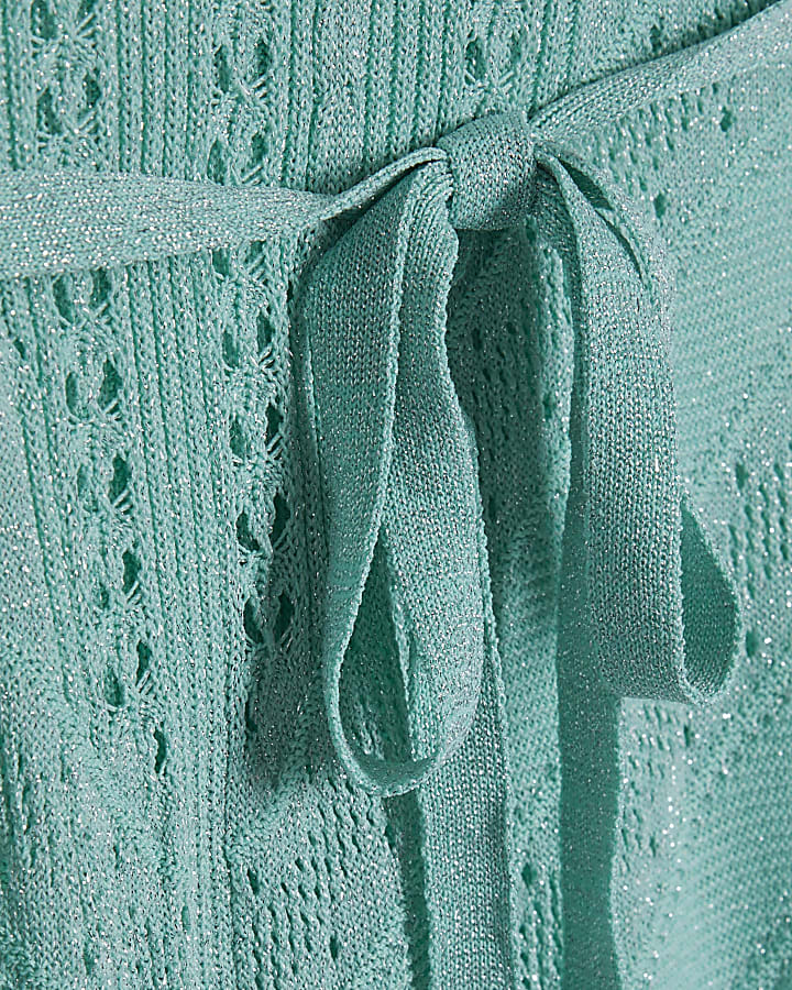 Blue Metallic Flare Knitted Midi Dress