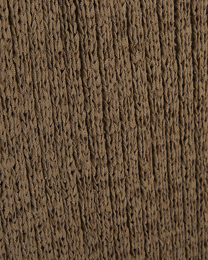 Brown Aysmmetric Midi Dress