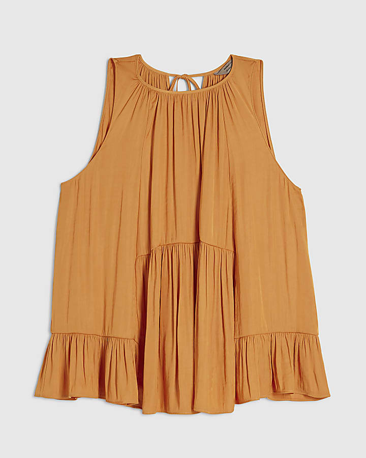 Yellow Satin Sleeveless Top