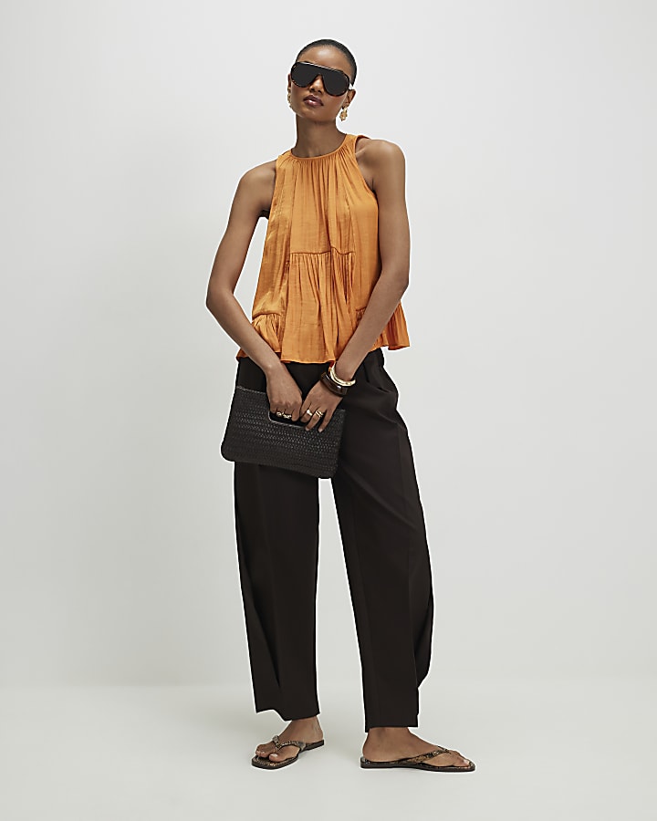 Yellow Satin Sleeveless Top