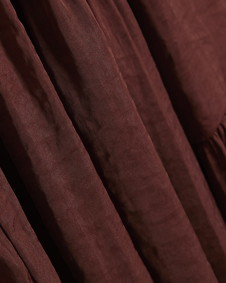 Brown Satin Sleeveless Top