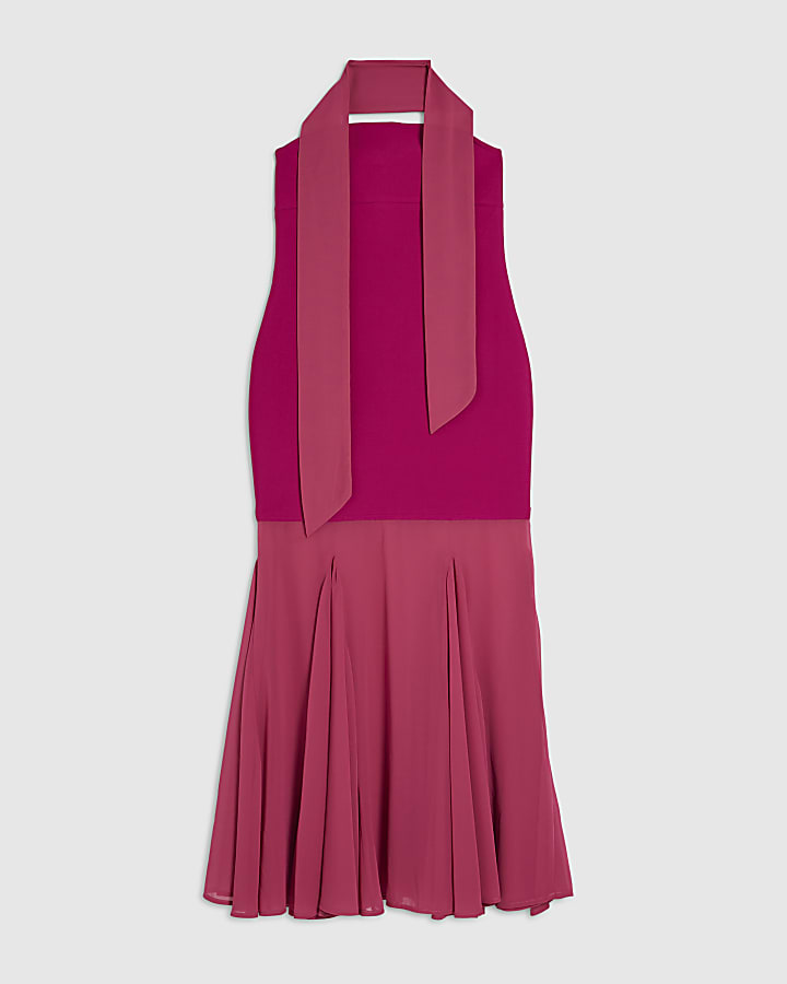 Pink Scarf Bandeau Hybrid Midi Dress