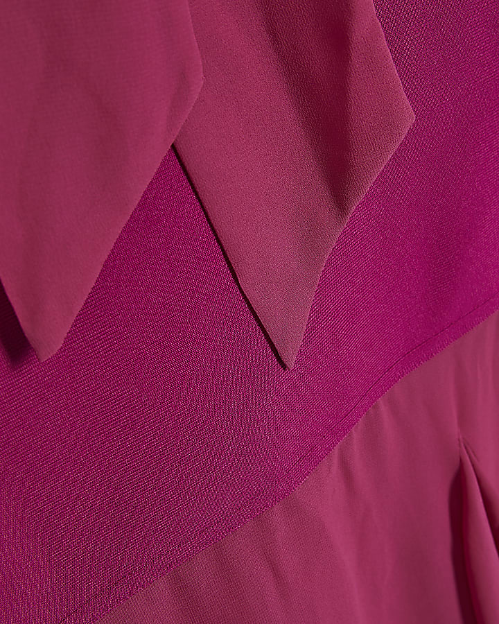 Petite Pink Scarf Bandeau Hybrid Midi Dress