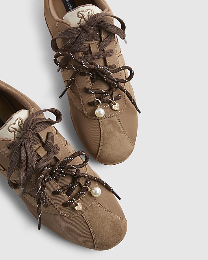 Brown Slim Double Lace Trainers
