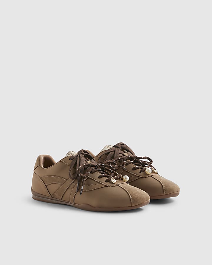 Brown Slim Double Lace Trainers