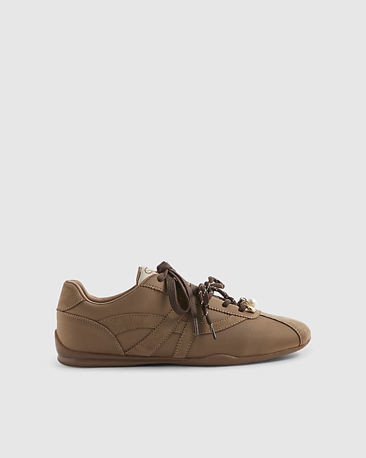 Brown Slim Double Lace Trainers