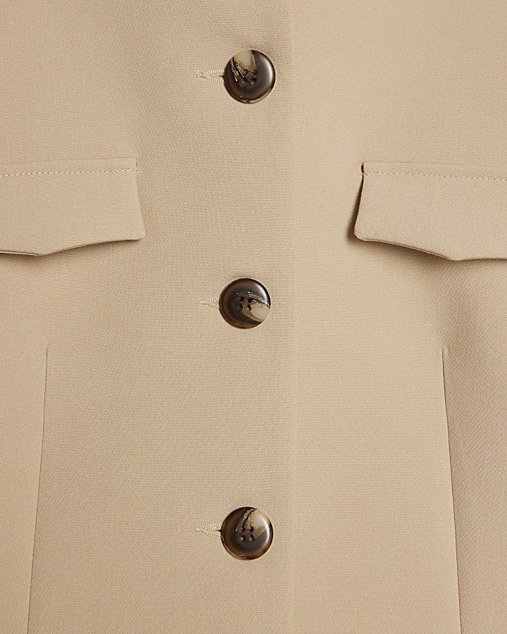 Beige Pocket Detail Structured Jacket