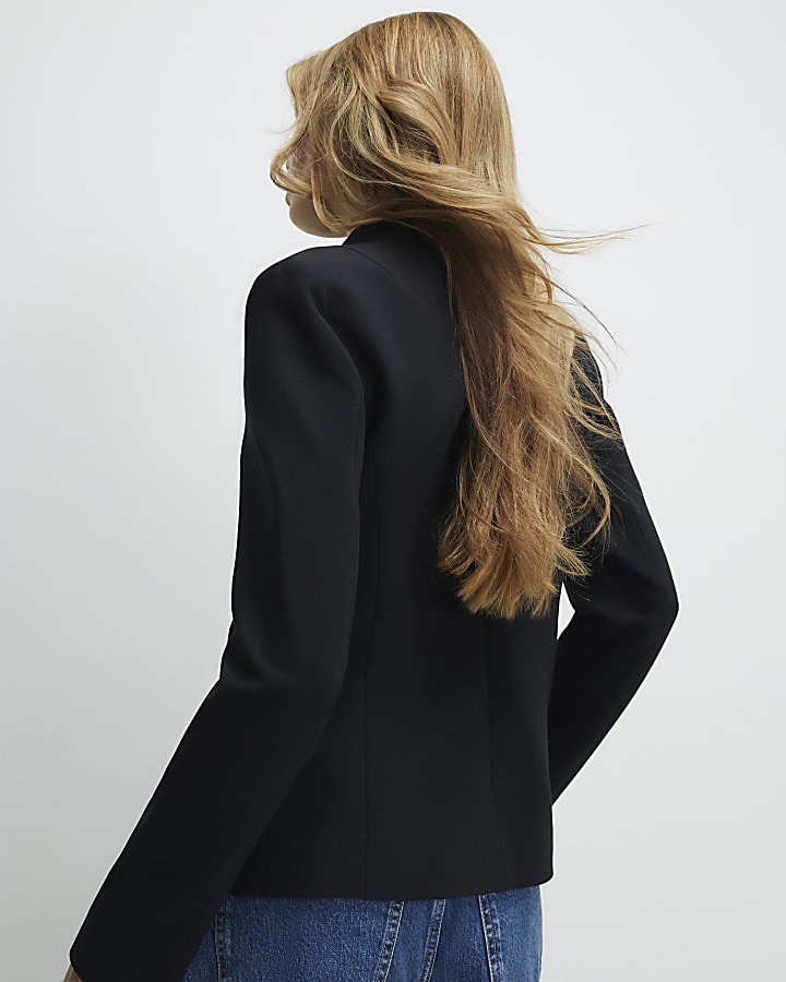 Black Pocket Detail Structured Jacket