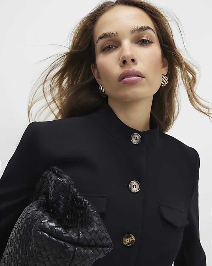 Black Pocket Detail Structured Jacket