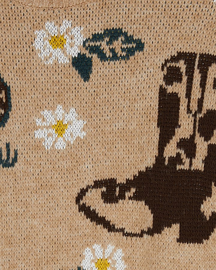 Beige Knitted Cowboy Motif Jumper