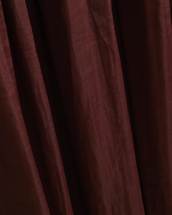 Brown Satin Halter Neck Dress