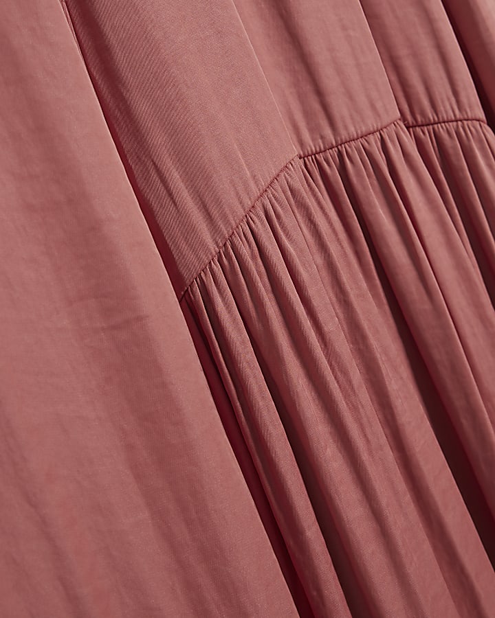 Pink Satin Sleeveless Midi Dress